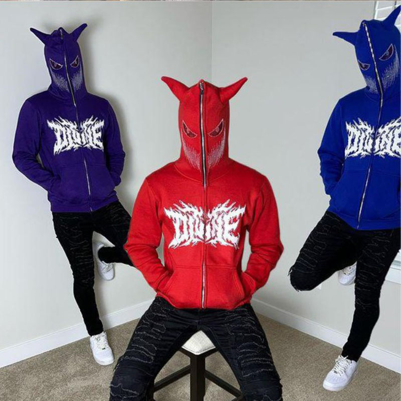 Hot Diamond Horn Zipper Hoodie - Helloice Apparel