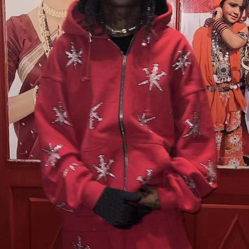 Sword Snowflake Graphic Zip Hoodie