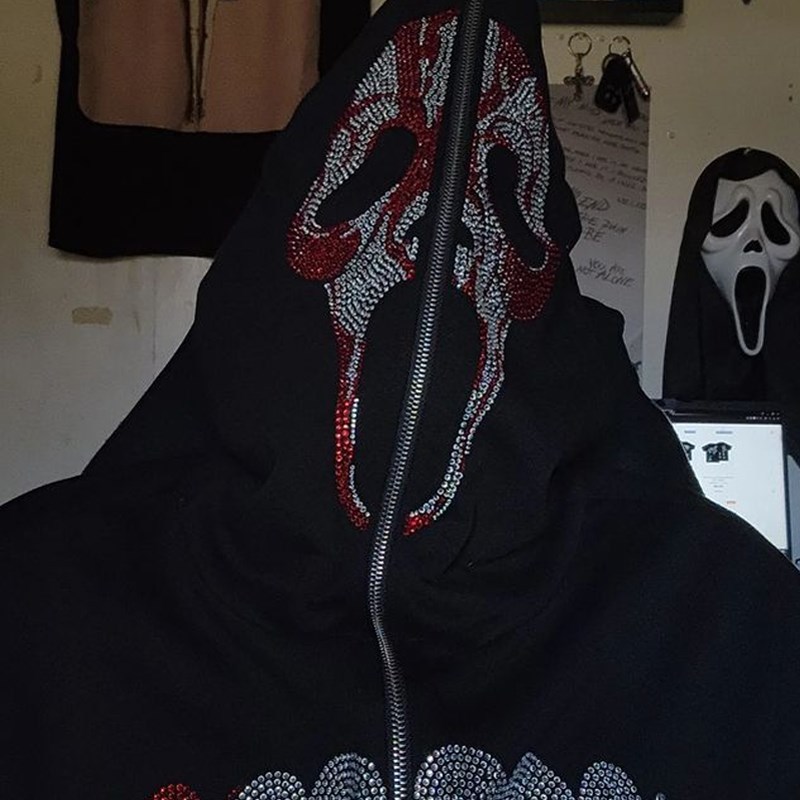 Hip Hop Ghost Face Zip Up Hoodie