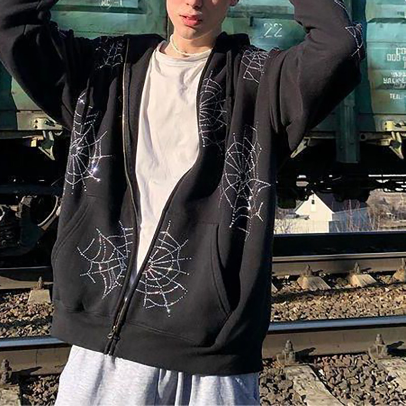 Vintage Y2K Spider Web Hoodie