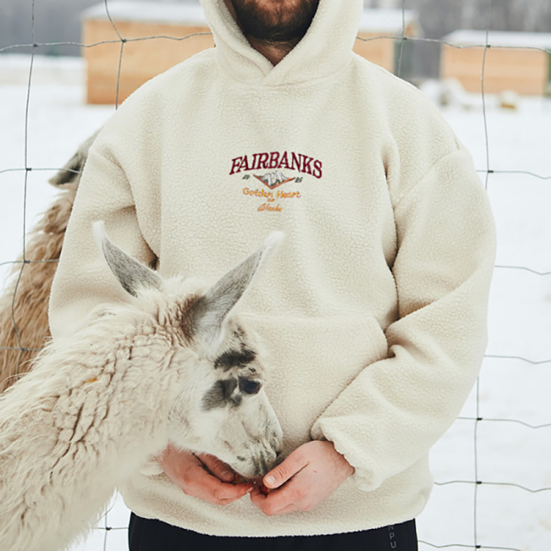 Printed Sherpa Polar Fleece Hoodie