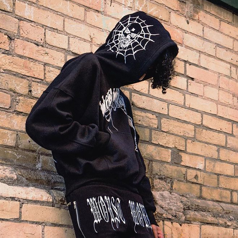Street Dark Style Spider Web Hoodie