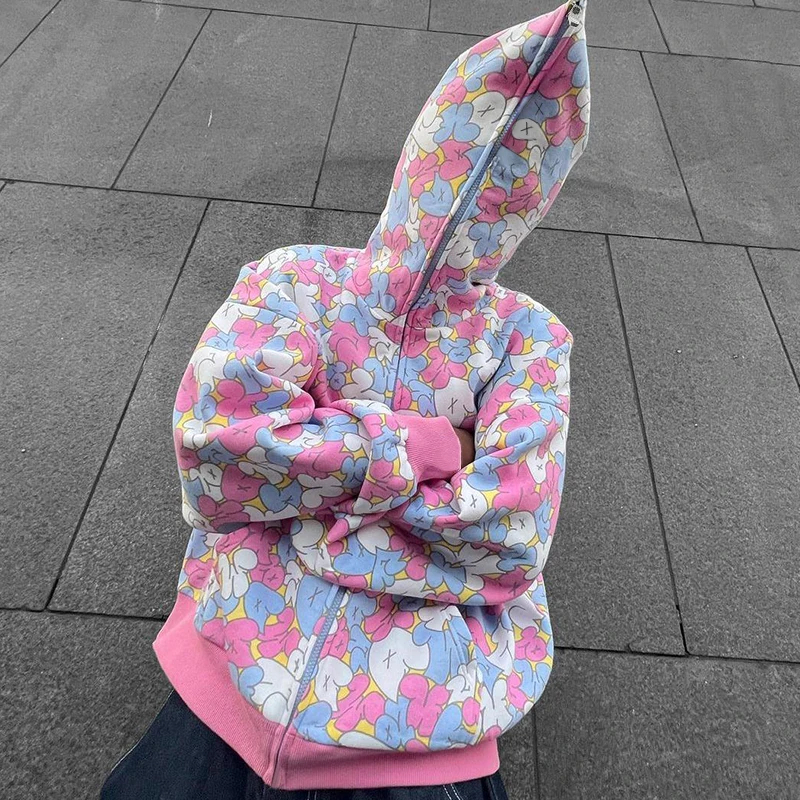 Y2K Unisex Pattern Painted Cardigan Zipper Hoodies Y2K Unisex Pattern Painted Cardigan Zipper Hoodies