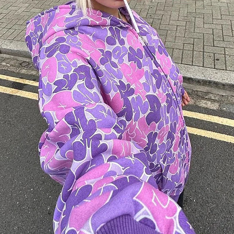 Y2K Unisex Pattern Painted Cardigan Zipper Hoodies Y2K Unisex Pattern Painted Cardigan Zipper Hoodies