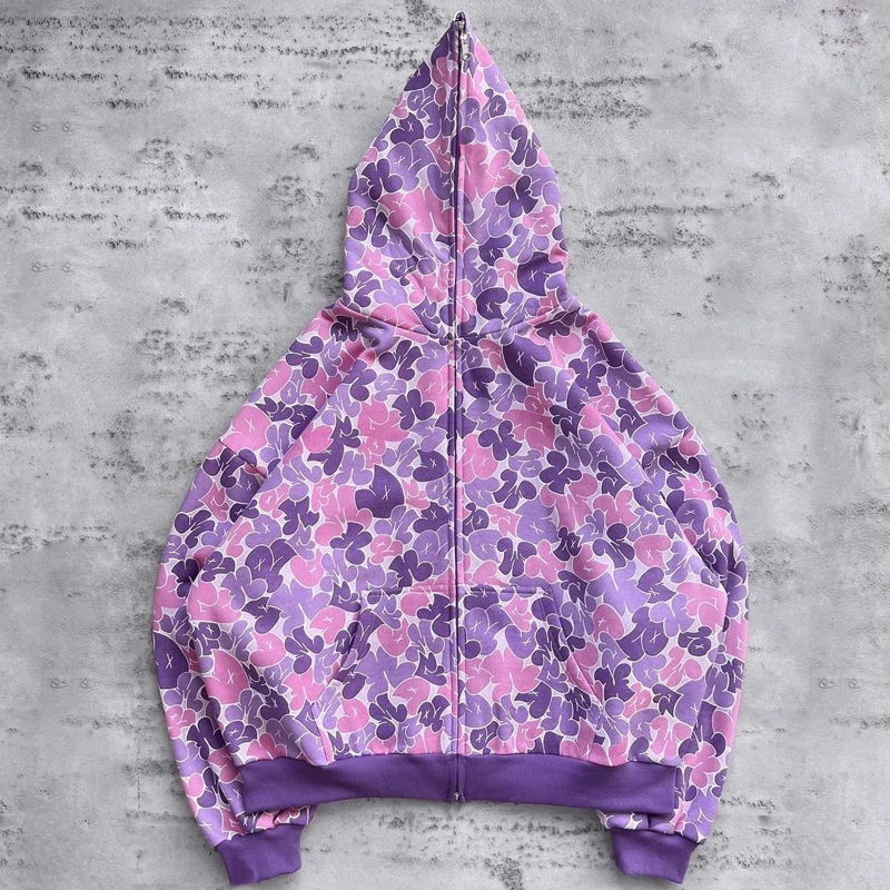 Y2K Unisex Pattern Painted Cardigan Zipper Hoodies Y2K Unisex Pattern Painted Cardigan Zipper Hoodies