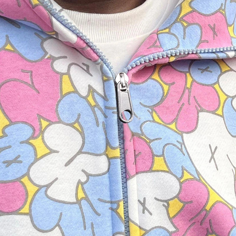 Y2K Unisex Pattern Painted Cardigan Zipper Hoodies Y2K Unisex Pattern Painted Cardigan Zipper Hoodies
