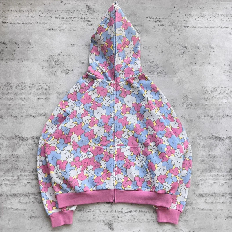 Y2K Unisex Pattern Painted Cardigan Zipper Hoodies Y2K Unisex Pattern Painted Cardigan Zipper Hoodies