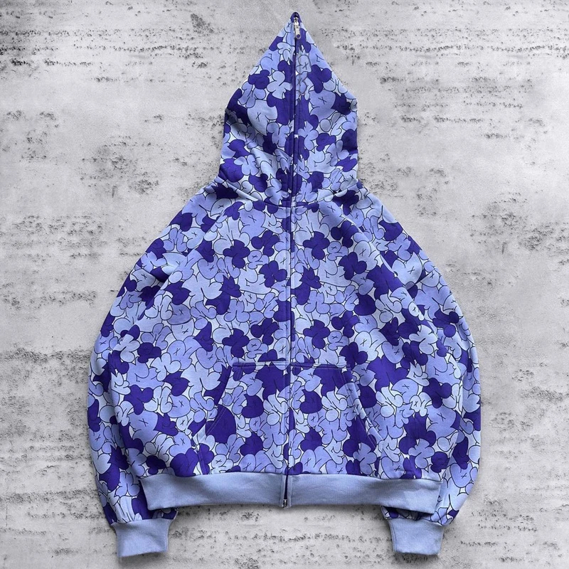 Y2K Unisex Pattern Painted Cardigan Zipper Hoodies Y2K Unisex Pattern Painted Cardigan Zipper Hoodies