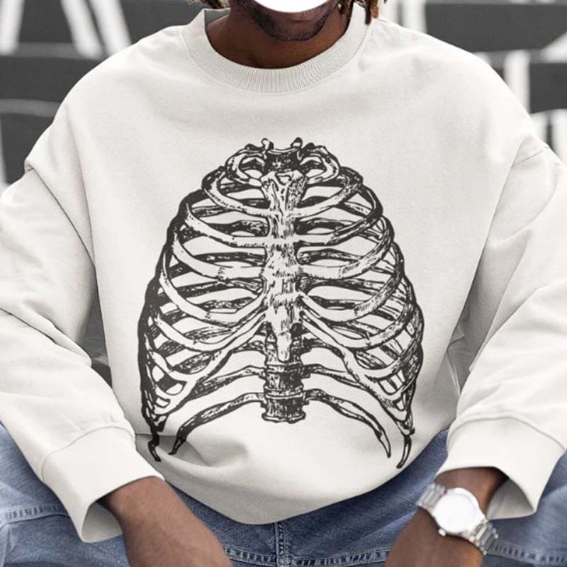 Unisex Skull Print Crew Neck Sweatshirt
