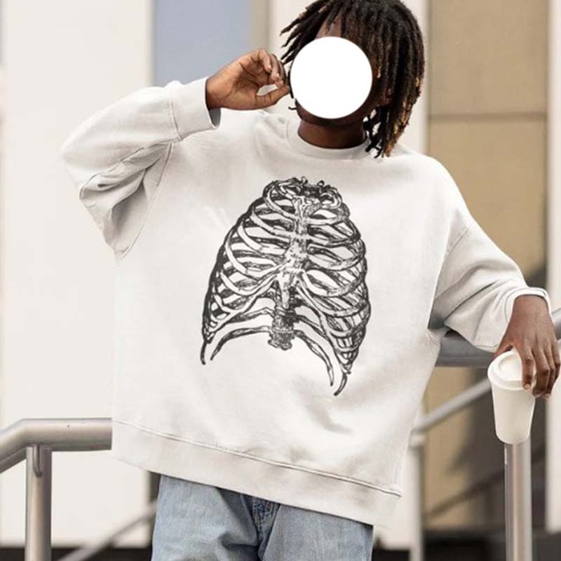 Unisex Skull Print Crew Neck Sweatshirt