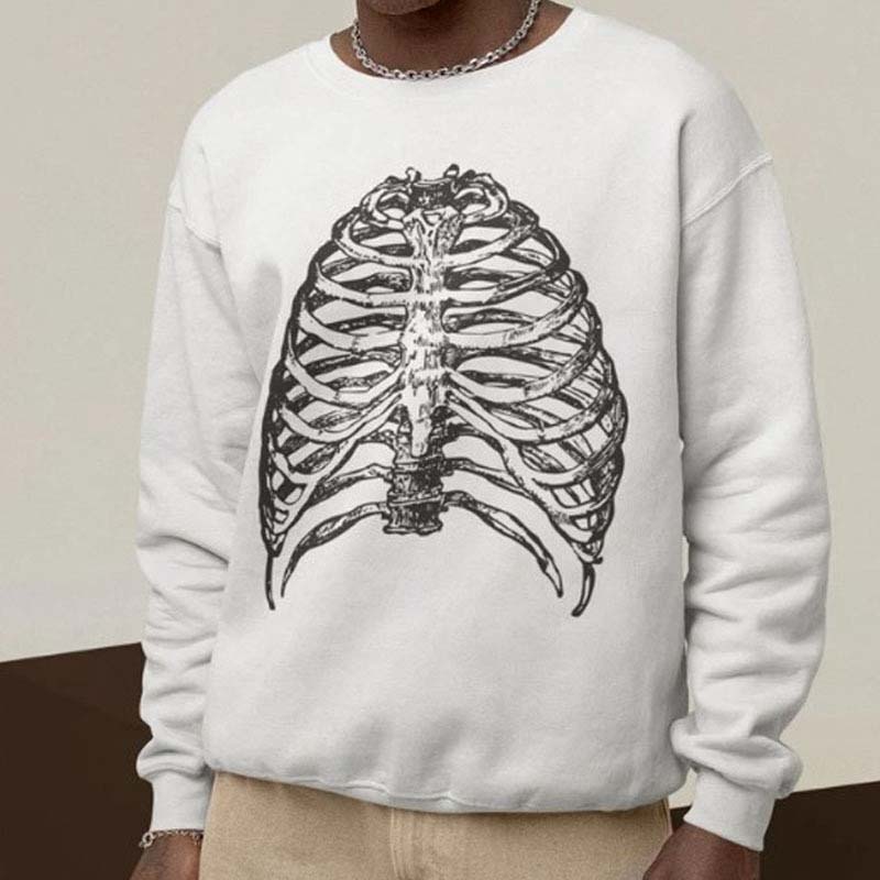 Unisex Skull Print Crew Neck Sweatshirt