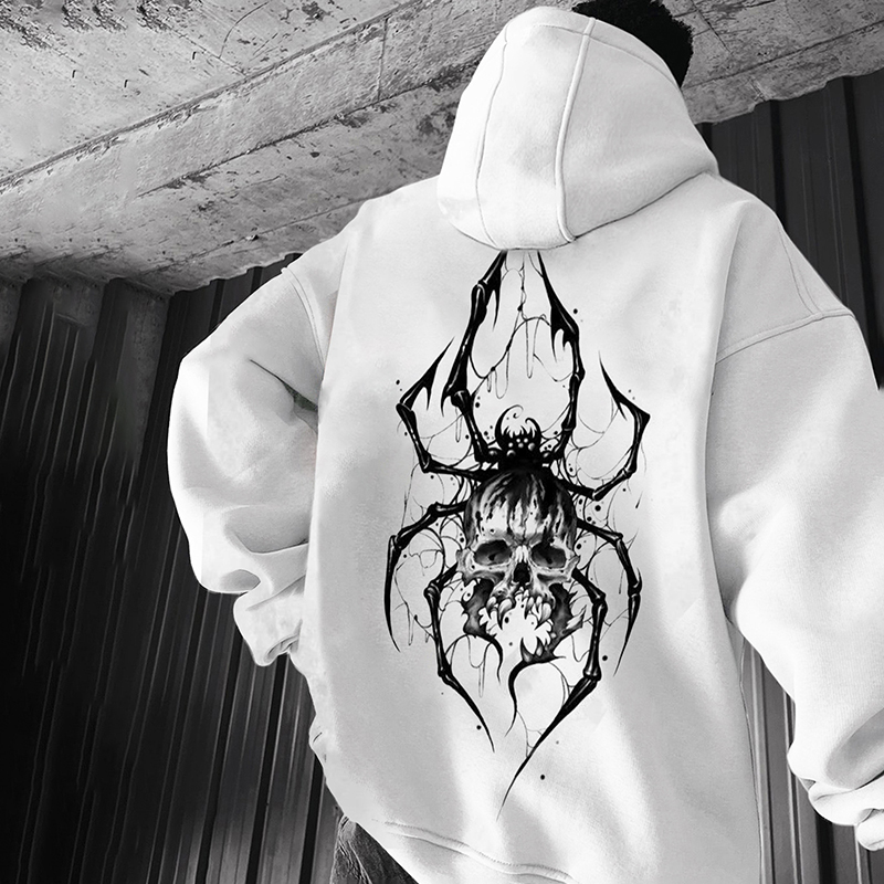 Back Spider Print Hoodie