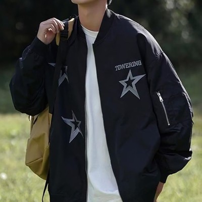 Street Style Star Embroidered Light Jacket