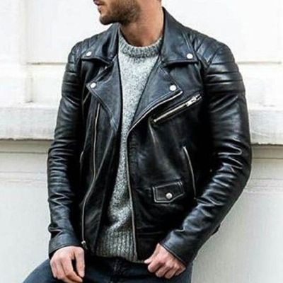Stand Collar Punk Leather Biker Jacket