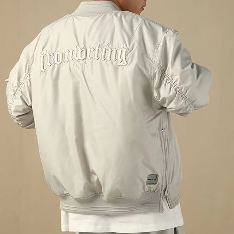 Unisex Letter Embroidery Bomber Jacket