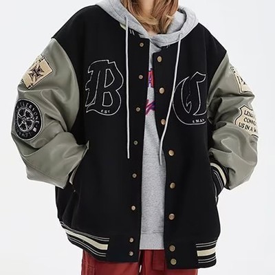 Retro Embroidered Couple Poker Baseball Jacket