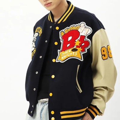 Letter Flocking Embroidery Baseball Uniform Jackets