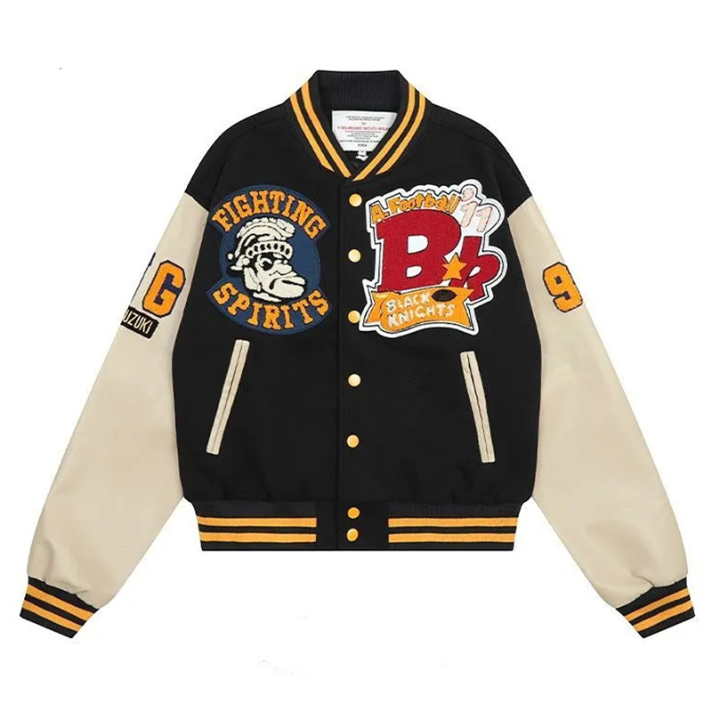 Letter Flocking Embroidery Baseball Uniform Jackets