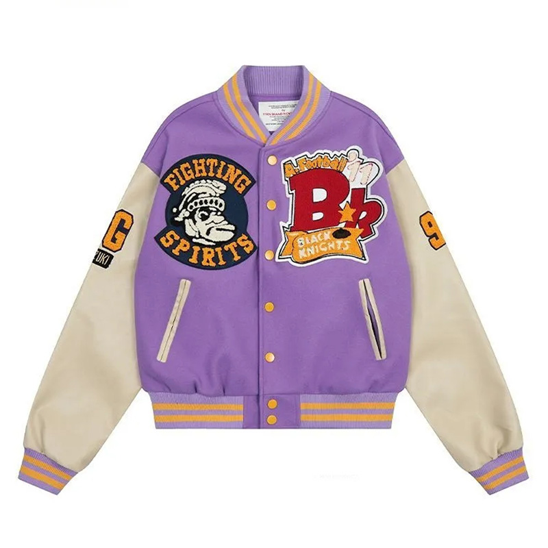 Letter Flocking Embroidery Baseball Uniform Jackets