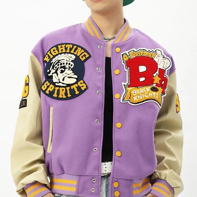 Letter Flocking Embroidery Baseball Uniform Jackets