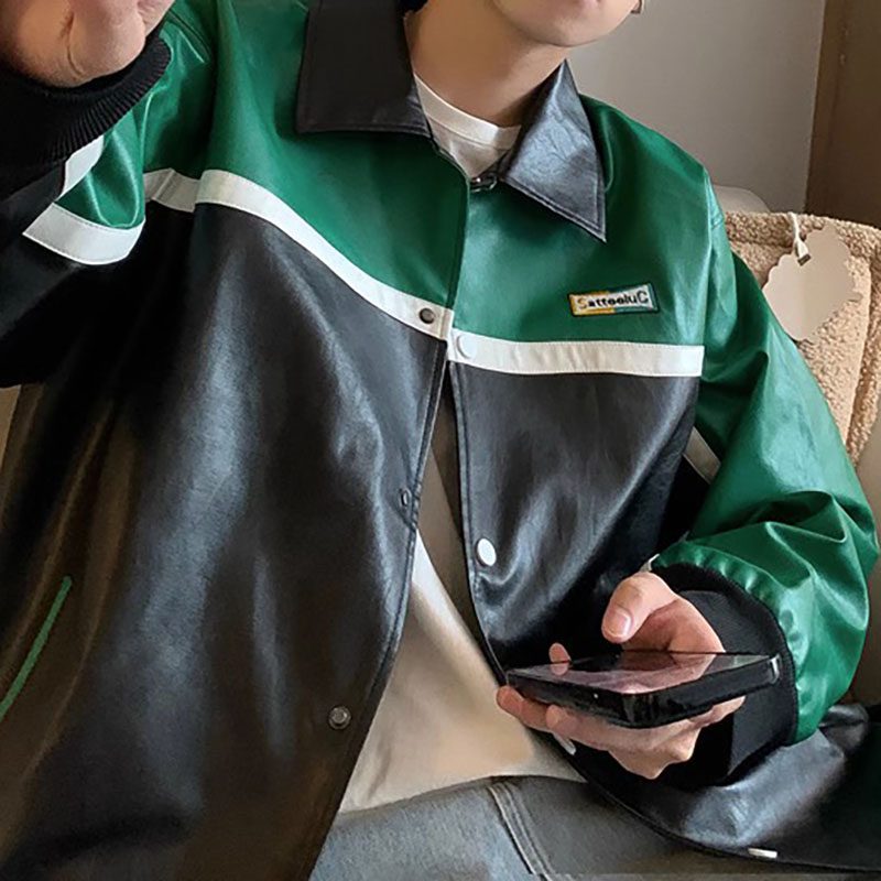 Unisex Embroidered Motorcycle Leather Jacket