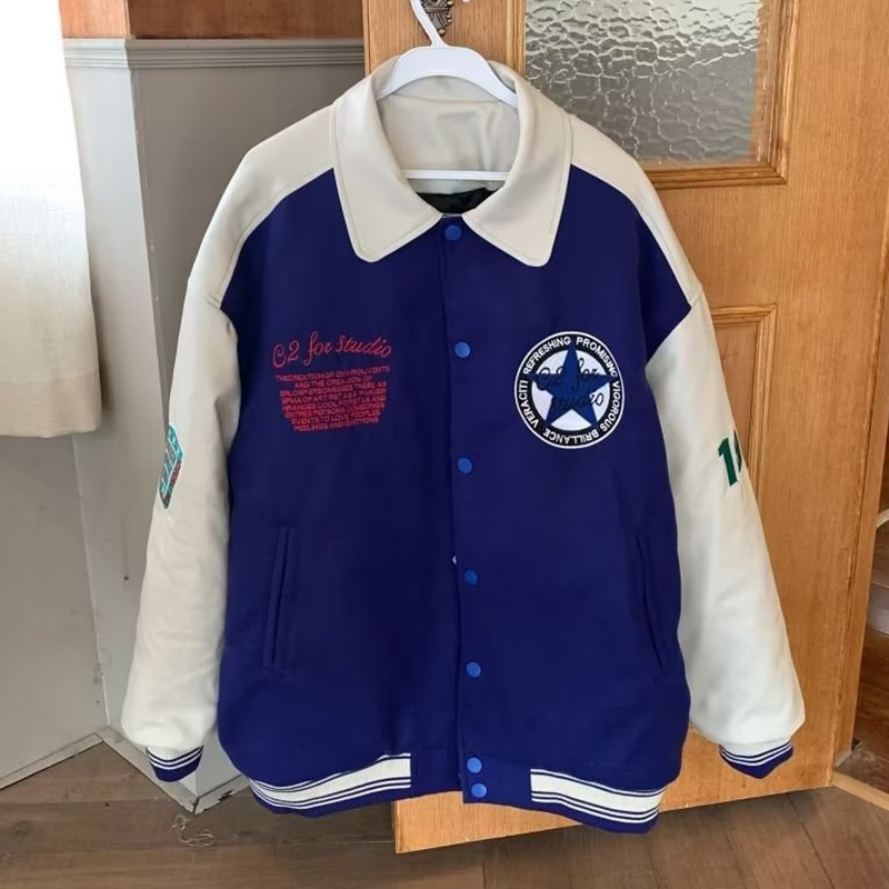 Unisex Letter Patchwork Baseball Jacket