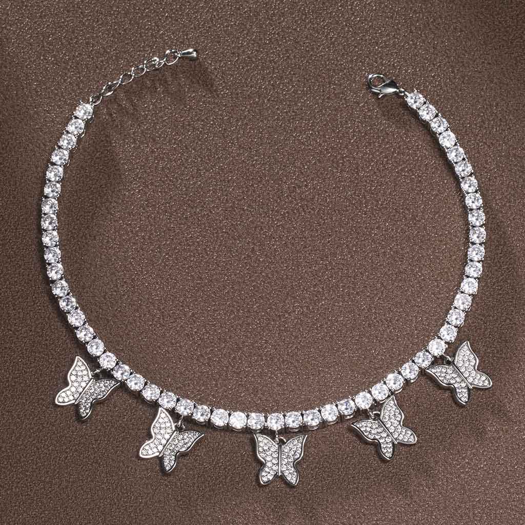 Iced Butterfly Tennis Anklet