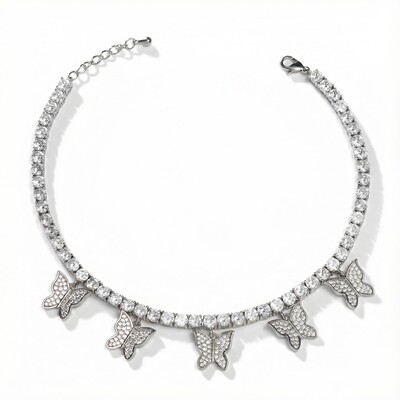  Iced Butterfly Tennis Anklet
