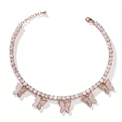 Iced Butterfly Tennis Anklet