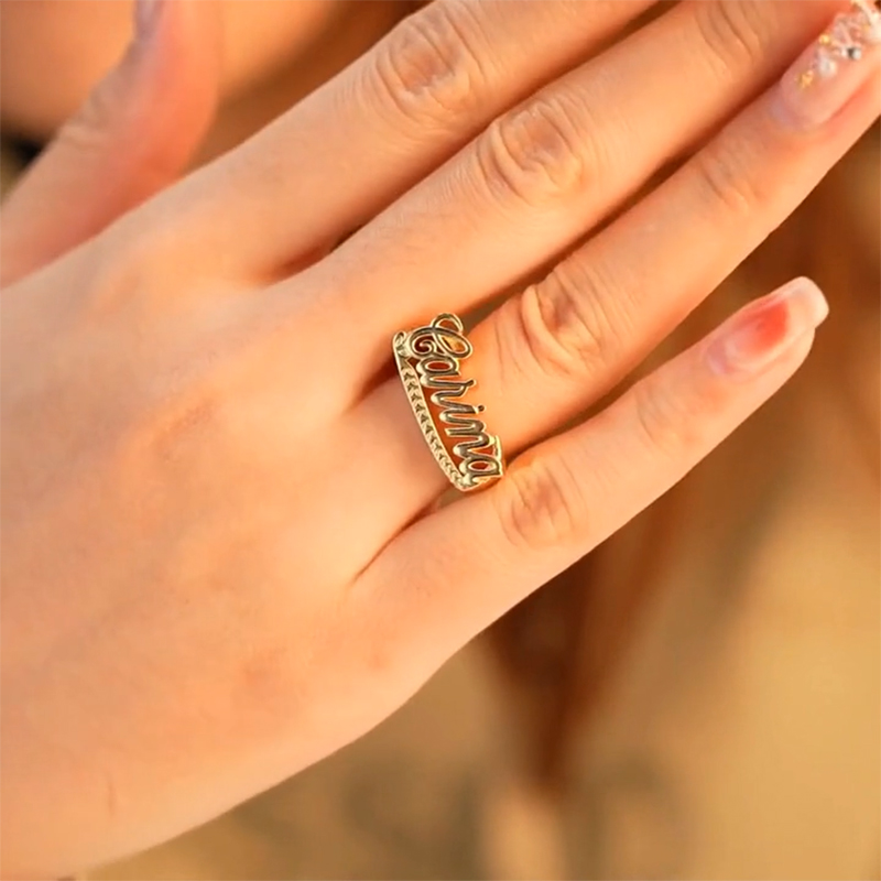 Personalized Script Name Rings