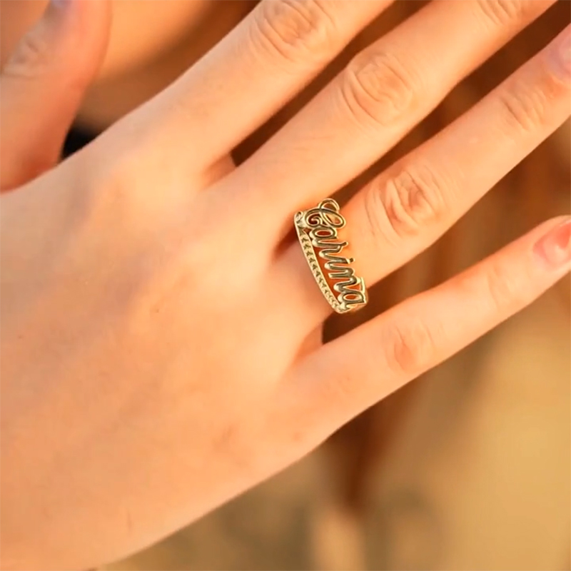 Personalized Script Name Rings