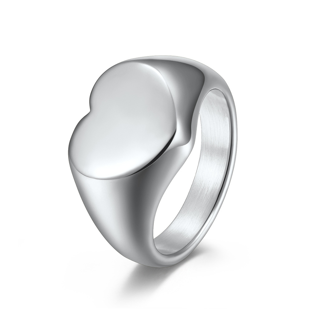 Stainless Steel Silver Love Heart Ring