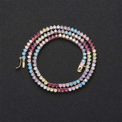 3mm Colorful 3 prong Tennis Chain