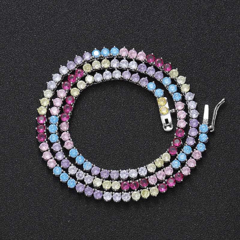 3mm Colorful 3 prong Tennis Chain