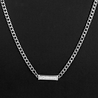 Custom Old English Nameplate Necklace with 6mm Stainless Steel Cuban Chain