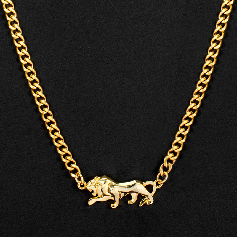 Walking Lion Necklace in Gold