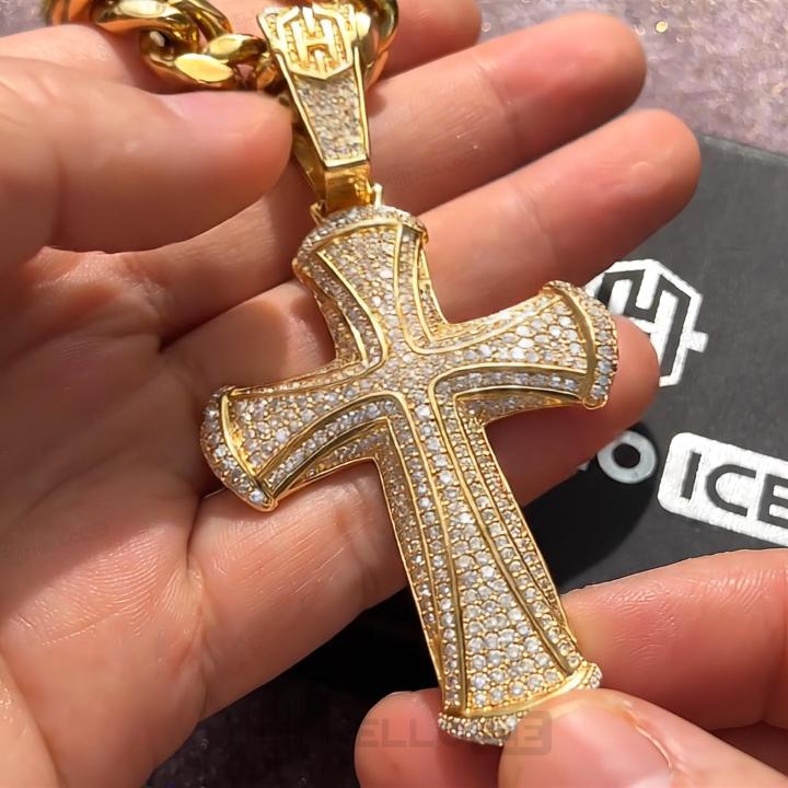 Iced Cross Pendant in Gold Iced Cross Pendant in Gold