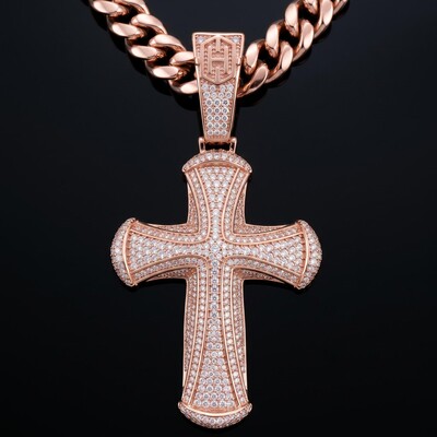 Iced Cross Pendant in Gold
