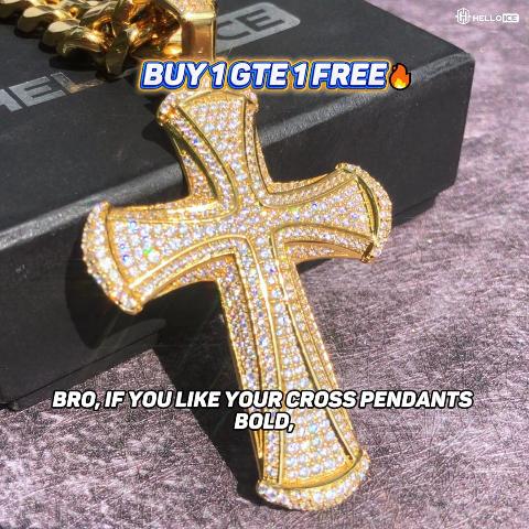 Iced Cross Pendant in Gold Iced Cross Pendant in Gold