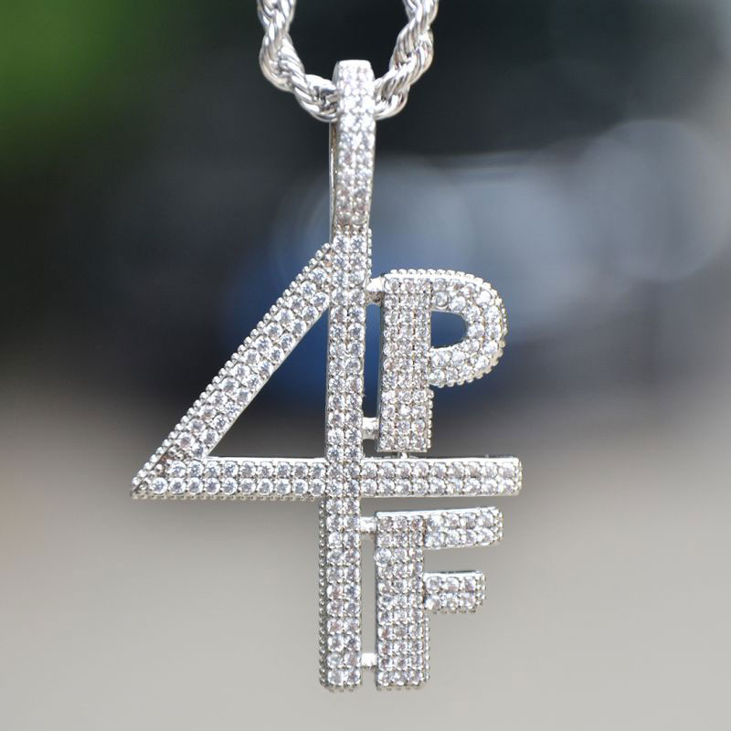  Iced 4PF Pendant in White Gold