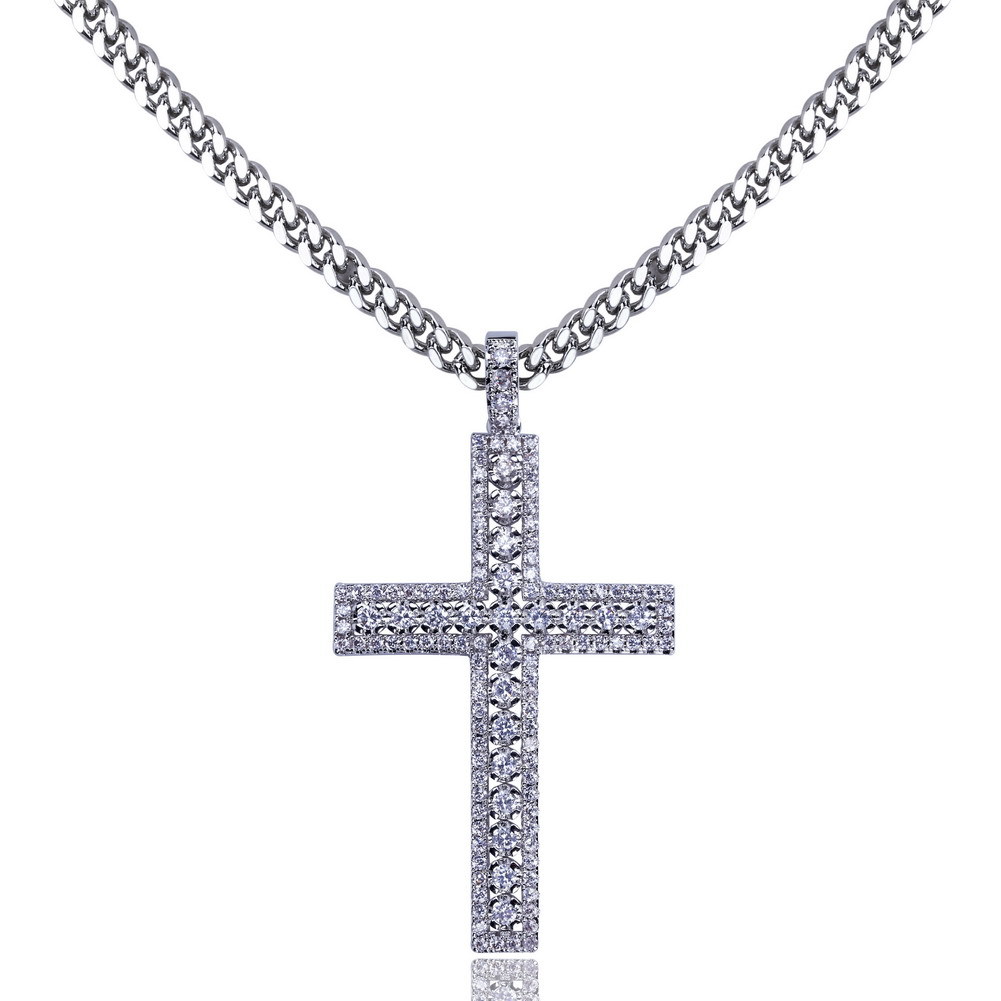 Diamond Cross Pendant in Silver