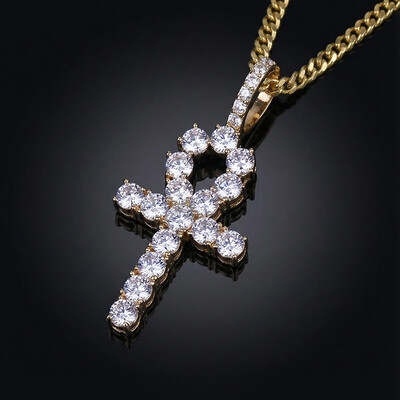 Iced Ankh Pendant in Gold