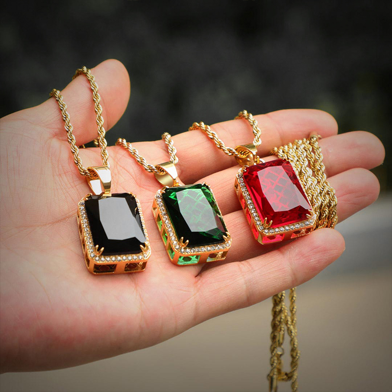 Iced Cube Pendant in Gold