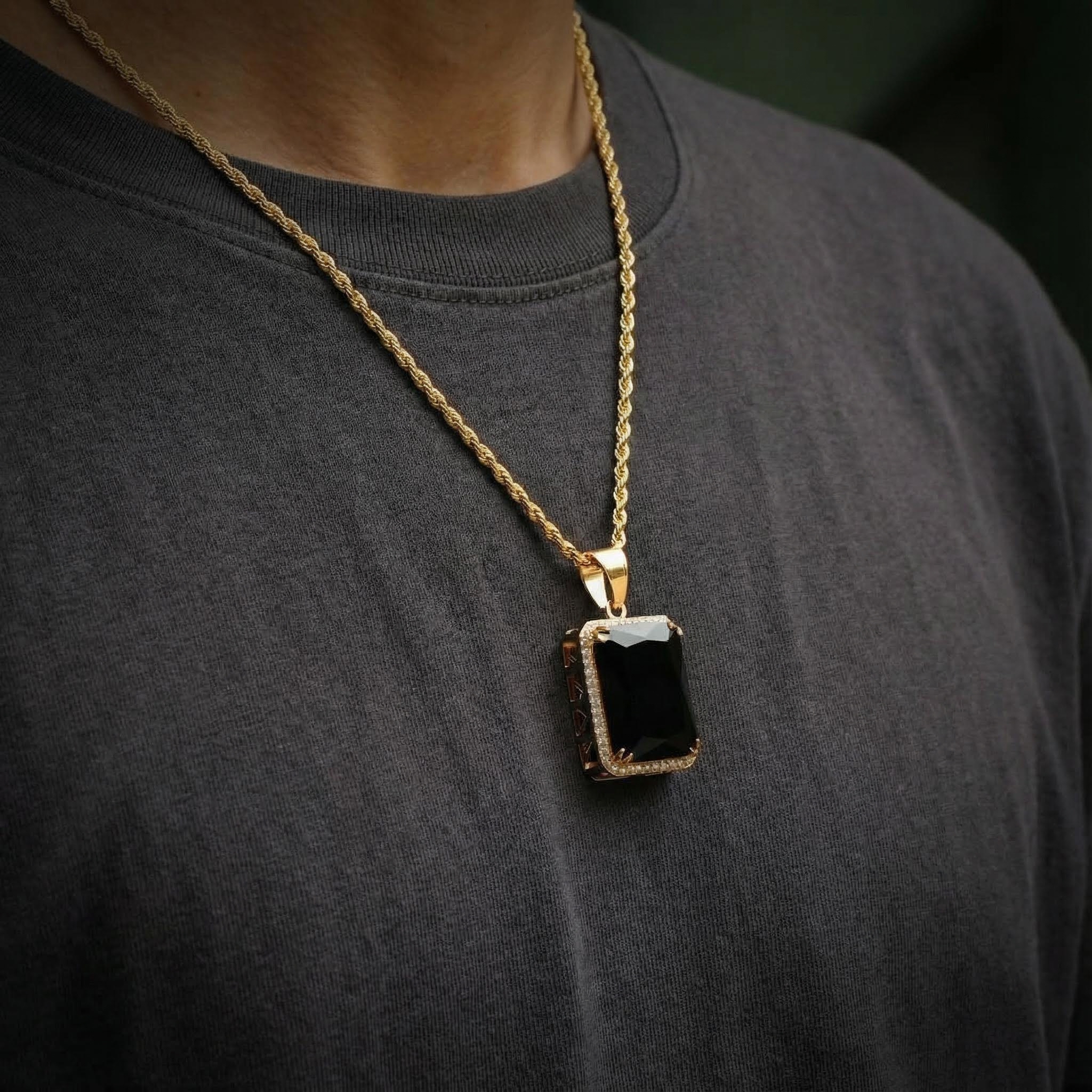 Iced Cube Pendant in Gold
