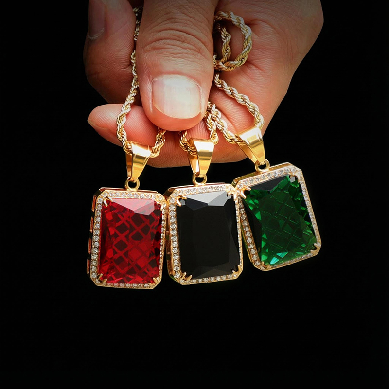 Iced Cube Pendant in Gold