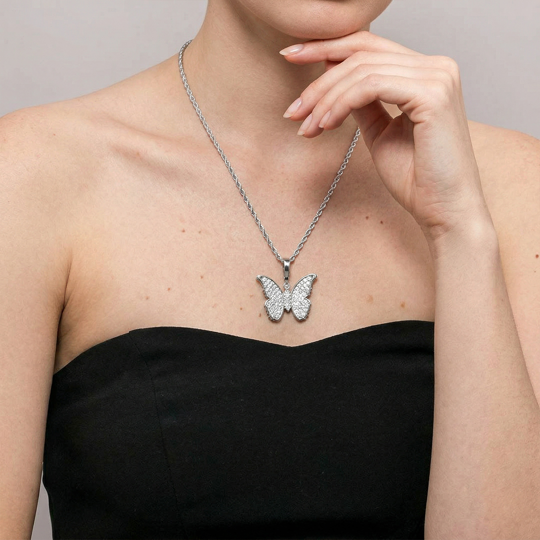 Iced Butterfly Pendant