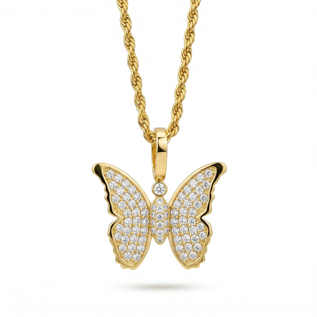 Iced Butterfly Pendant