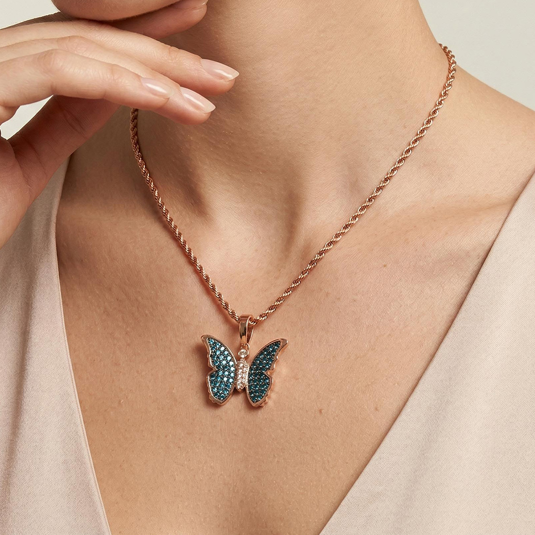 Iced Butterfly Pendant