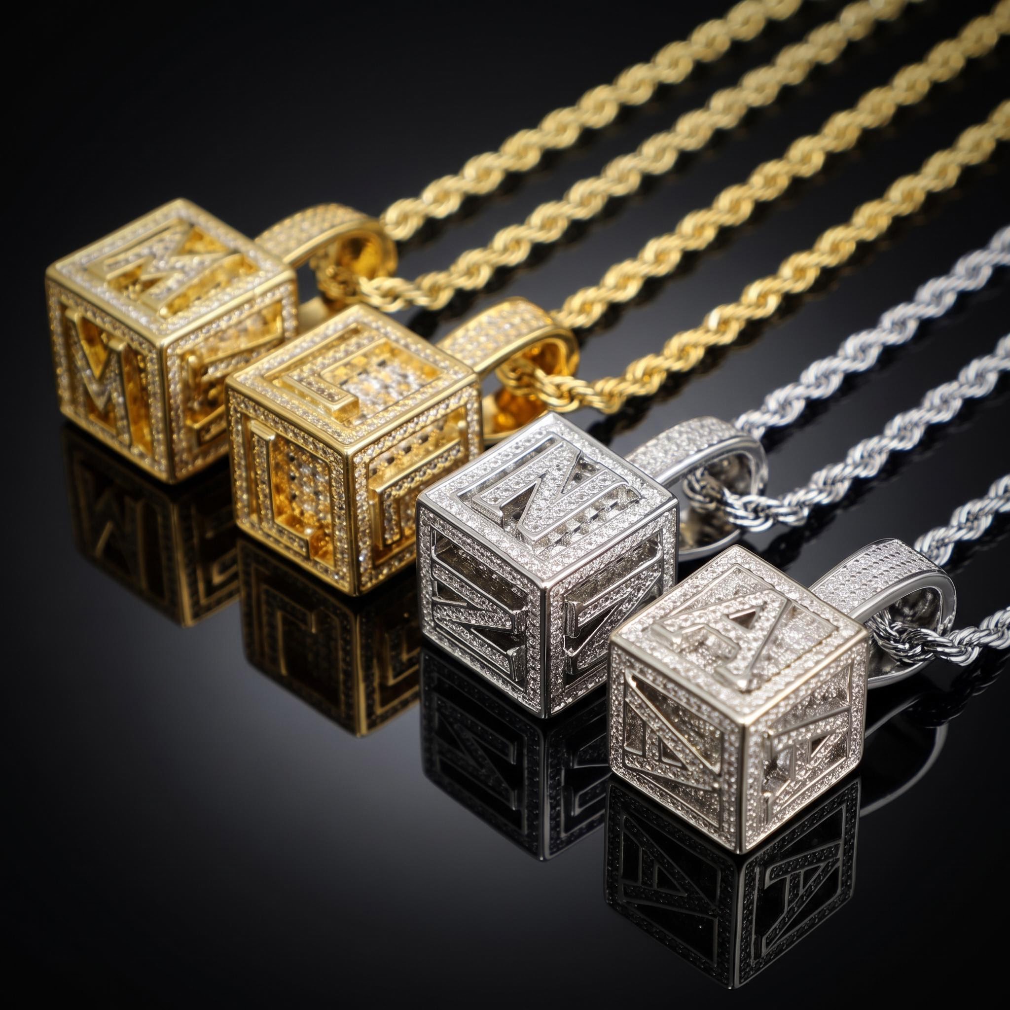Iced Cube A to Z Letter Pendant in Gold Iced Cube A to Z Letter Pendant in Gold