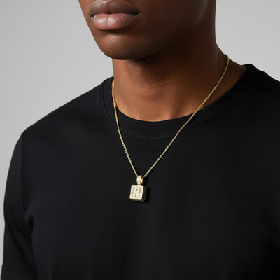 Iced Cube A to Z Letter Pendant in White Gold